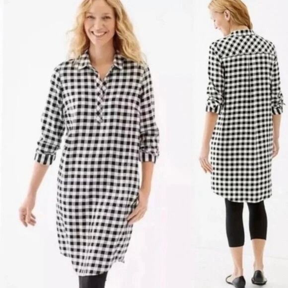 J.Jill Black&White Gingham Tunic Shift Dress Sz.M - Picture 2 of 14